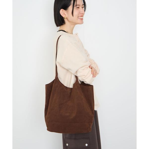 Idnes イドネス トートバッグ フェイクスエード マチ付き 無地 鞄