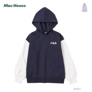 FILA フィラ 裏起毛 パーカー キッズ フェイクレイヤード プルオーバー ブランドロゴ 刺繍 暖かい スウェット ブランド 人気 トップス｜machouse