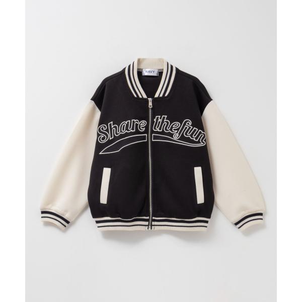 スタジャン 子供服 男の子 女の子 キッズ ポンチ素材 ポケット ネームタグ ブルゾン ジャケット ...