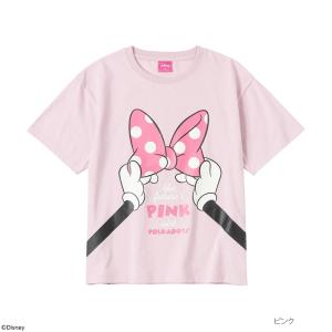 Disney ミニーマウス / 半袖Tシャツ 綿混 キッズ 子供服 プリント 蓄光 ロゴ キャラクター クルーネック トップス ネコポス対応｜machouse