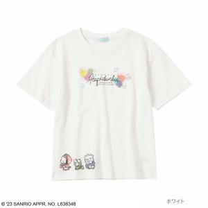 サンリオキャラクターズ はぴだんぶい 半袖Tシャツ 綿100% コットン キッズ 子供服 プリント ロゴ キャラクター カラフル トップス ネコポス対応｜machouse