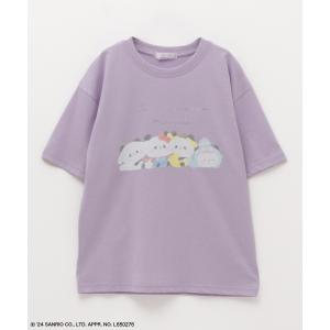 もちもちパンダ×サンリオキャラクターズ 半袖Tシャツ キッズ 子供服 女の子 ガールズ キャラクター プリント クルーネック トップス ネコポス対応｜machouse