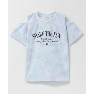 Tシャツ 子供服 女の子 キッズ 半袖 肩開き ドライ タイダイ柄 クルーネック トップス