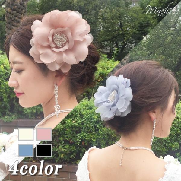 ヘッドドレス コサージュ ウェディング 結婚式 ブライダル クリップ 花 フラワー ヘアアクセサリー...