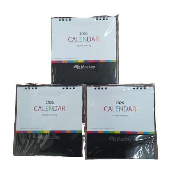 2026年　卓上カレンダー　3冊　シンプル　オフィス向け　MACKEYオリジナルロゴ入り