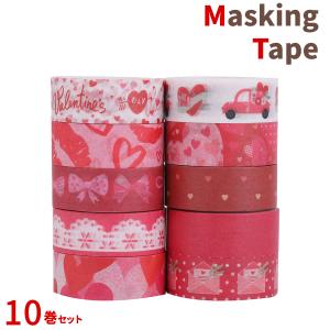 マスキングテープ 赤ピンク系柄＆無地 12巻セット マステ 15mm×3m 花