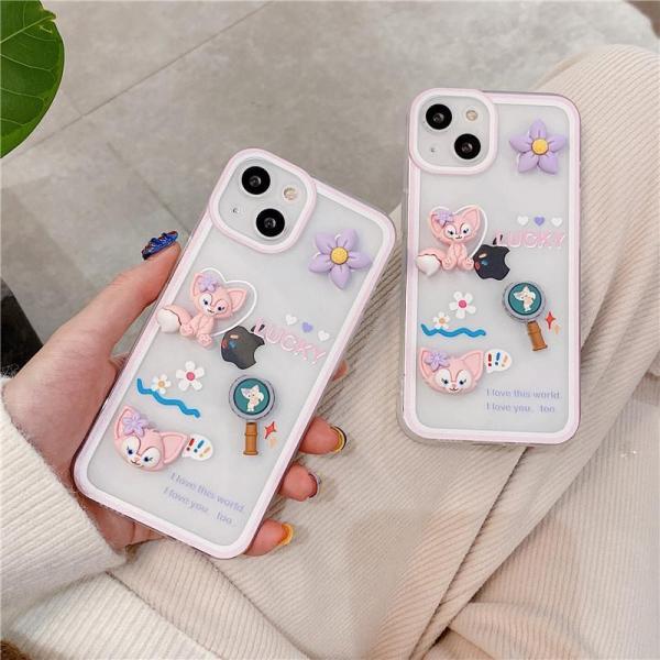 ダッフィーフレンズリーナベル　かわいい　lucky　浮き彫り　ピンク　アイフォンケース スマホケース...