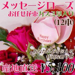 プレゼントに メッセー ジローズお任せ薔薇花束 12本 かすみ草入り バラ花束 メッ セージローズ バラ ばら 薔薇 花 束 35 008 0006 産直本舗 Yahoo 店 通販 Yahoo ショッピング