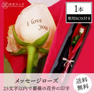 プレゼントに！メッセー ジローズ　1本　25文字以内で薔 薇の花弁に印字できます　/メッ セージローズ/バラ/ばら/薔薇/花 束