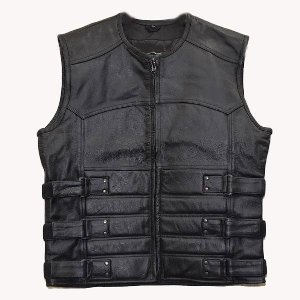 ハーレーにオススメ★VEST・ベスト★なめした柔らかいバッファローレザー★SWATタイプ　秋冬