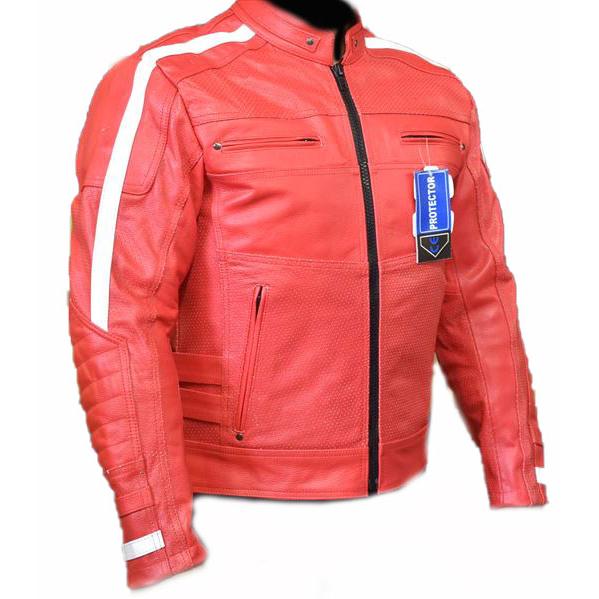 春夏 激シブ パンチングメッシュ完全防備RED01　ライダースジャケット 柔らかいバッファロー仕様