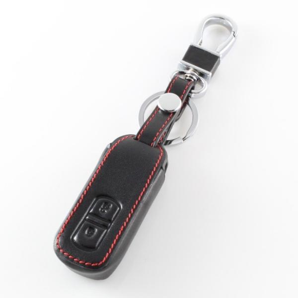 週末セール!!ホンダ 本革 キーケース 2つボタンタイプ ブラックレザー×レッドステッチ レザーキー...