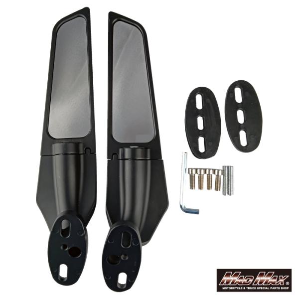 週末セール!!バイク用 アルミ製 カウリングミラー ブラック Mサイズ 左右セット