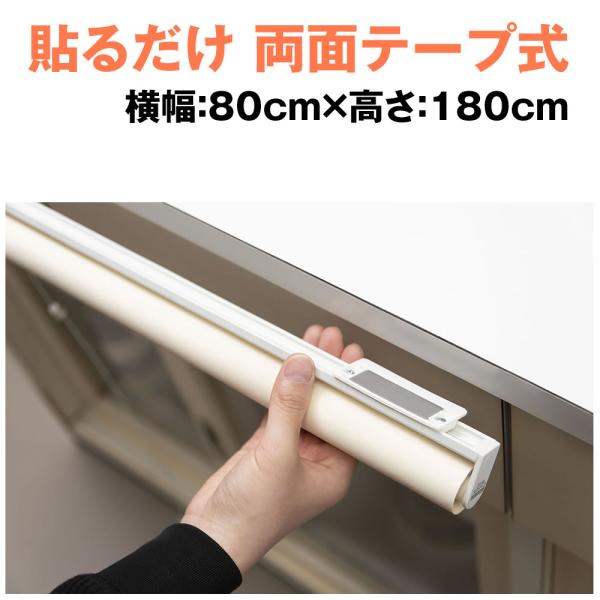 両面テープ式 規格品 横幅80cm×高さ180cm スリムロールスクリーン 採光（防炎）