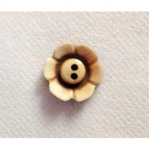 ボーンボタン　20mm　フラワー　1個売り　ナチュラル