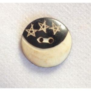 ボーンボタン　20mm　3スター　1個売り　アイボリー×ブラック