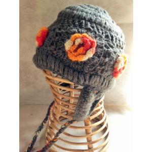 フラワークロシェ　耳つきキャップ