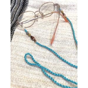 メガネストラップ　チェーン　ハンドメイド　ブルー