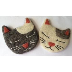 フェルト　ねこコースター