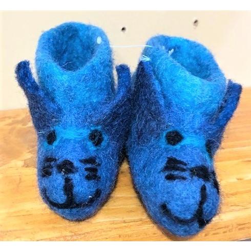 ベビー　フェルトルームシューズ　ドッグ　ブルー　