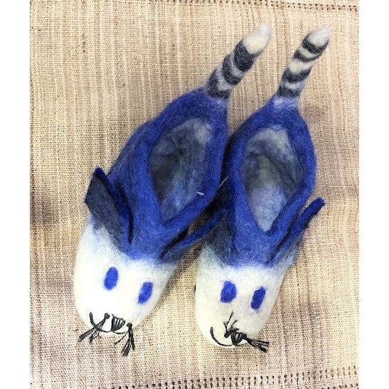 キッズ　フェルトルームシューズ　ラビット　ブルー　