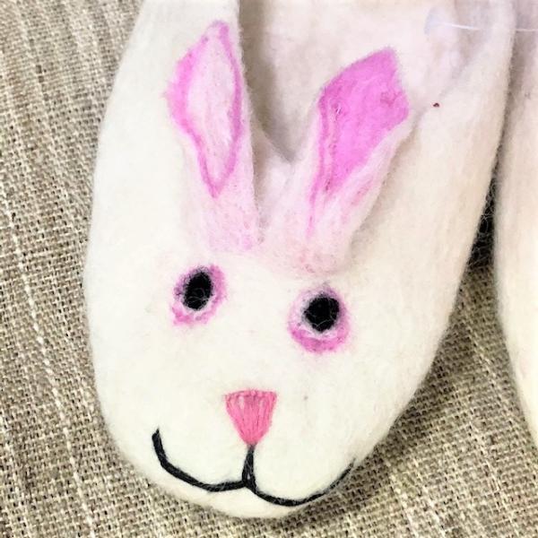 キッズ　フェルトルームシューズ ラビット　ホワイト　