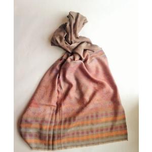 100％カシミアストール　ペイズリー　ブラウン