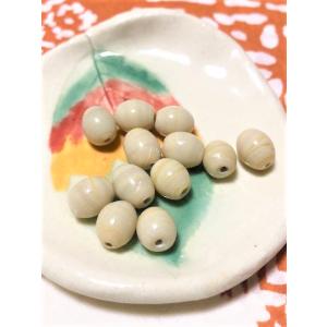 ベージュ OVAL ガラスビーズ  12個入り 12mm