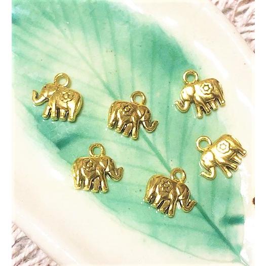 メタルチャーム　ゾウ　ゴールド　6個入り 12mm