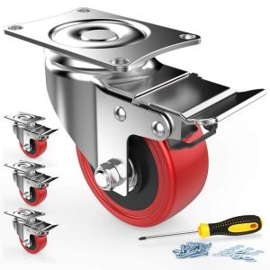 COOWOO 2インチ キャスター 車輪 ブレーキ付き 高耐久性