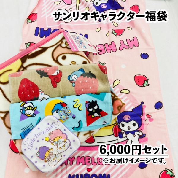 福袋 サンリオ キャラクター福袋 ハンカチ ウォッシュタオル フェイスタオル バスタオル ひざ掛け ...
