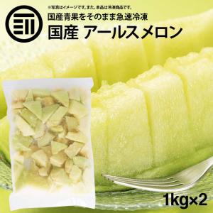 前田家 無添加 アールスメロン 冷凍 計2kg 1kg×2袋 国産 鹿児島県産 種 ワタ 皮なし カット スライス マスクメロン めろん 青肉 果実 フルーツ｜maedaya