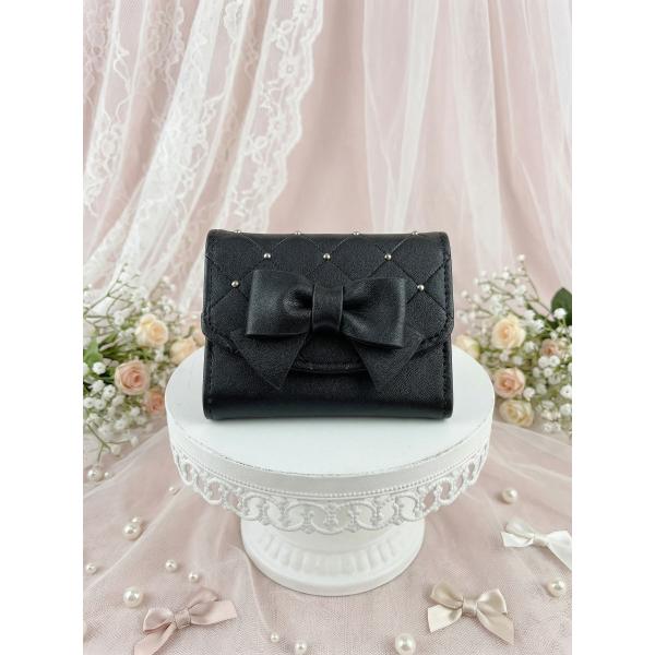 Lovely Lovely きらめき☆りぼん がま口折財布   リボン ゴールドスタッズ  LL-1...