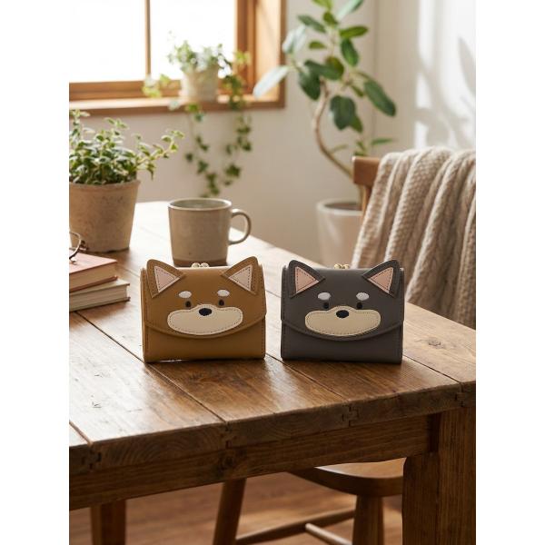 サニーサイド　柴犬がま口 三つ折財布 コンパクト ミニ財布 アップリケ付き ガールズ レディス JW...