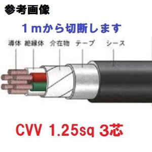 CVV 1.25sq 3芯　ＣＶＶケーブル　cvv1.25sqx3c CVV1.25x3c １ｍから切断します　電線　フジクラ