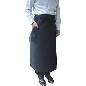 1950-09　綿葛城100％　黒　ソムリエエプロン　前掛　（厨房　調理　白衣　前掛け）