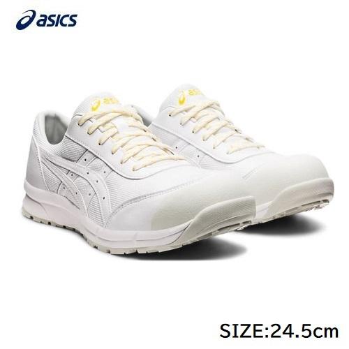 アシックス 静電気帯電防止靴・ウィンジョブＣＰ２１Ｅ・ホワイト×ホワイト・２４．５ｃｍ 1273A0...
