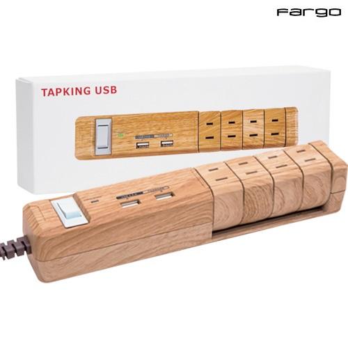 Ｆａｒｇｏ TAPKING USB AC4個口 USB2ポート ベージュウッド PT604BEWD