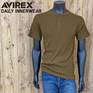 AVIREX アビレックス Tシャツ メンズ 半袖 サーマルヘンリーネックTシャツ 無地 デイリーインナー カットソー