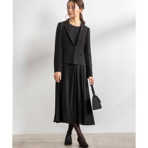 テーラードカラージャケット＆ロングフレアワンピース　ブラックフォーマル<大きいサイズ>