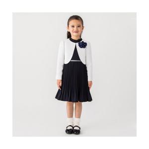 【プティマイン】プリーツワンピース×ボレロ×コサージュ3点セット