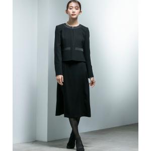 【フォルムフォルマ】【WEB限定】ノーカラージャケット＆フレアワンピース　セットアップブラックフォーマルスーツ