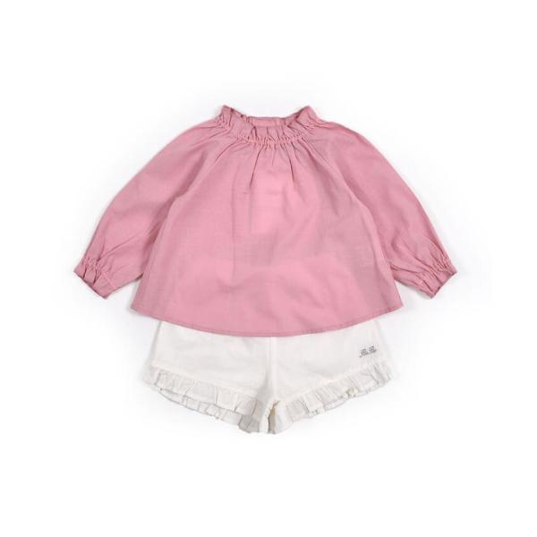 【ベベ】ラグランスリーブ ブラウス ＆ フリル ショート パンツ セット（80〜100c