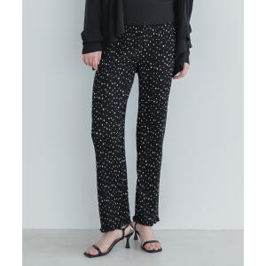 【コカ】プリーツ加工ドットレギンス（プリレギ /楊柳/しぼ感/プリーツパンツ/ウエストゴム/水玉/ランダムプリーツ/ロング丈 ）