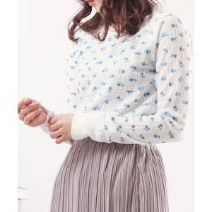 【ジェーイーモーガン】【JEMORGAN/ジェーイーモーガン】ワッフル花柄ラグラン長袖Ｔシャツ　サーマル　インナー　パック花柄Ｔシャツ｜magaseekp