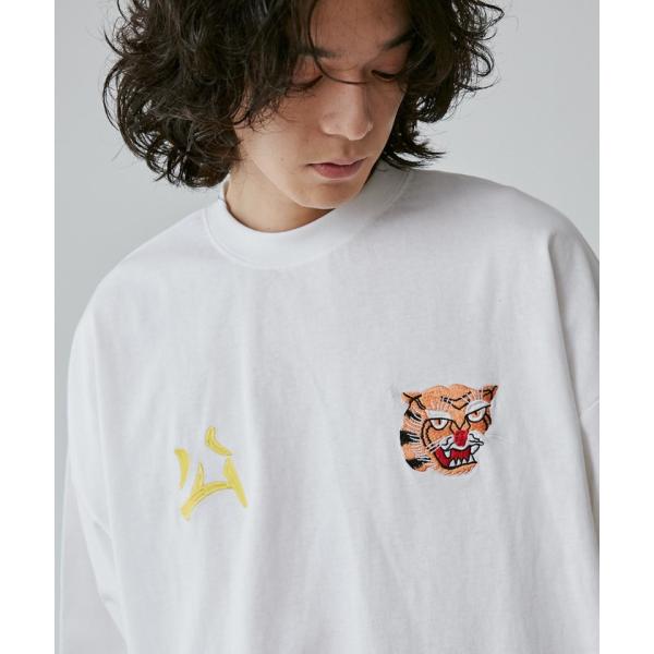 【coen】ビッグシルエットスーベニア刺繍天竺ロングスリーブTシャツ