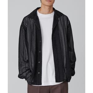 【coen】ビッグシルエットメッシュオープンカラーシャツ