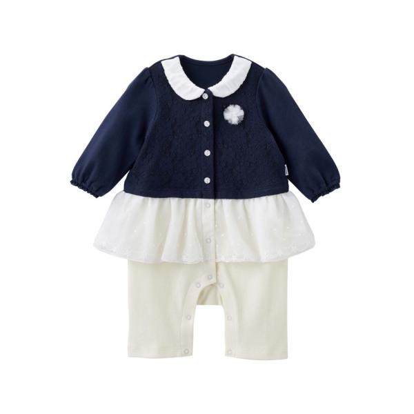 【ミキハウス】レース付きフォーマルカバーオール