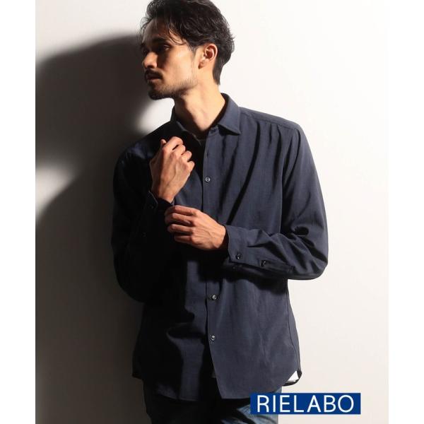【ニコルクラブフォーメン】【RIELABO】リネンライクショートホリゾンタルカラーシャツ