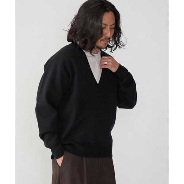 【シップス　メン】SHIPS: ダブルフェイス コットンカシミヤ Vネック 長袖 ニット